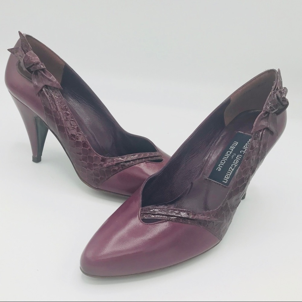 Stuart Weitzman Burgundy Leather with Snakeskin